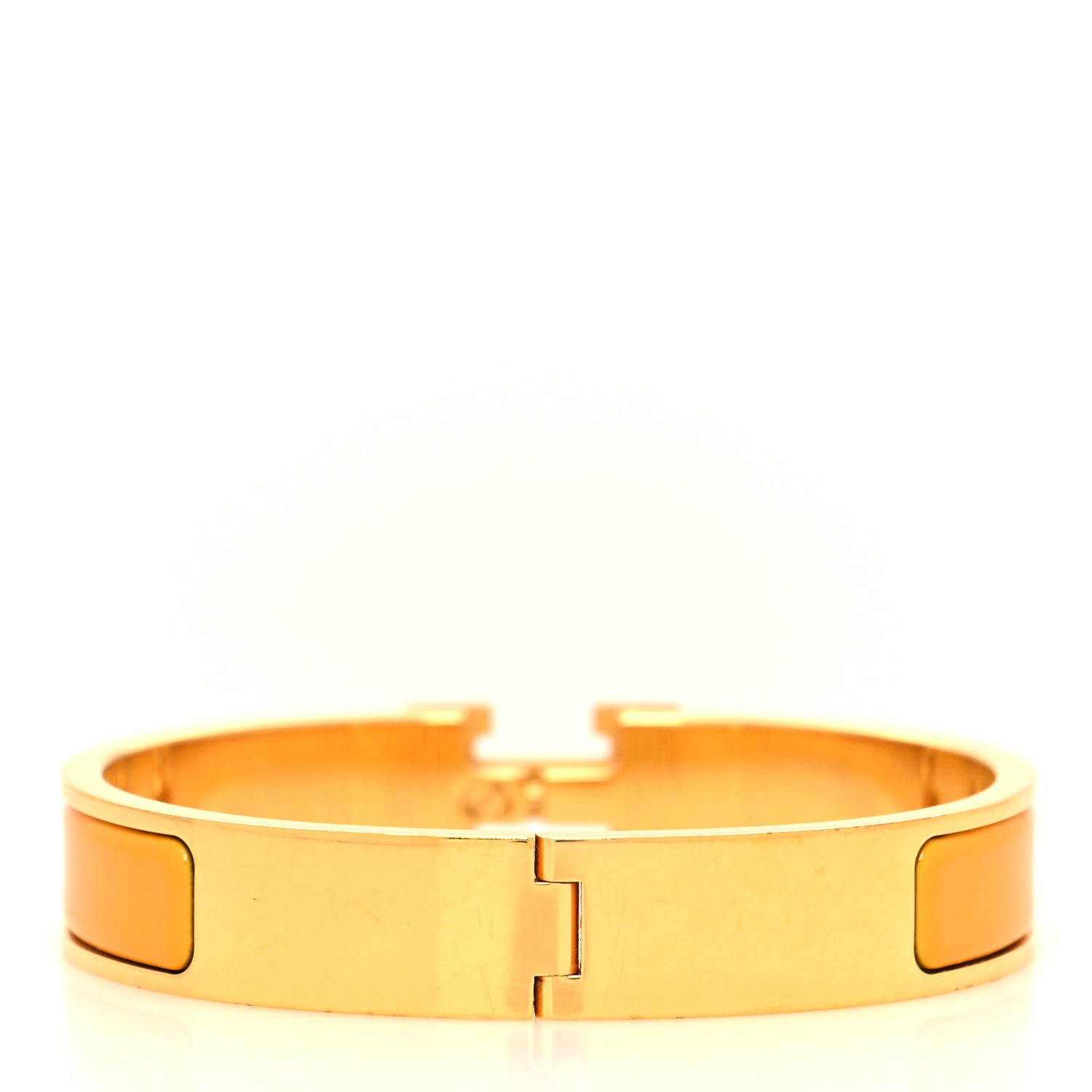 Hermes Enamel Narrow Clic Clac H Bracelet PM Jaune Madras 3 of 5