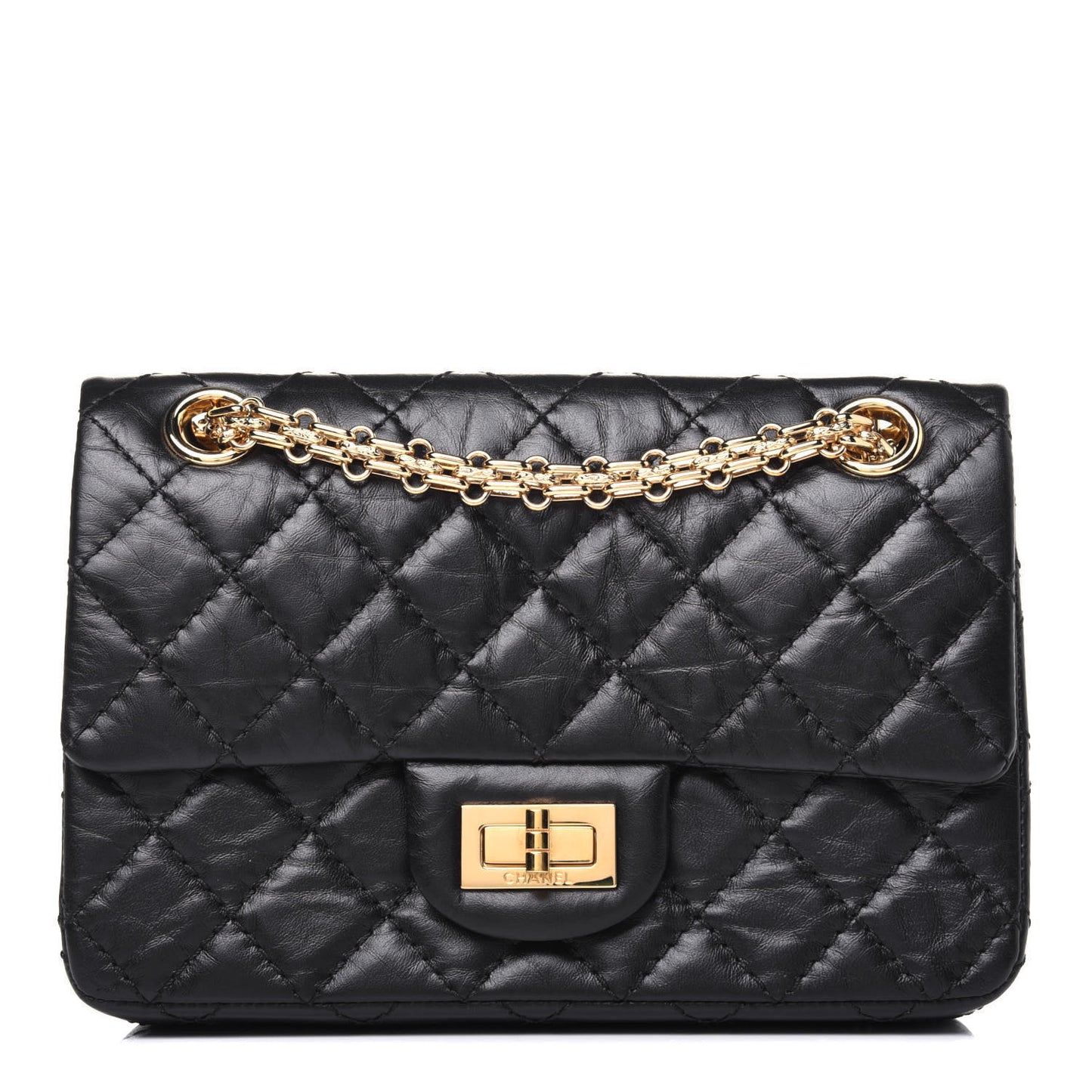 Aged Calfskin Quilted 2.55 Reissue Mini Flap Black