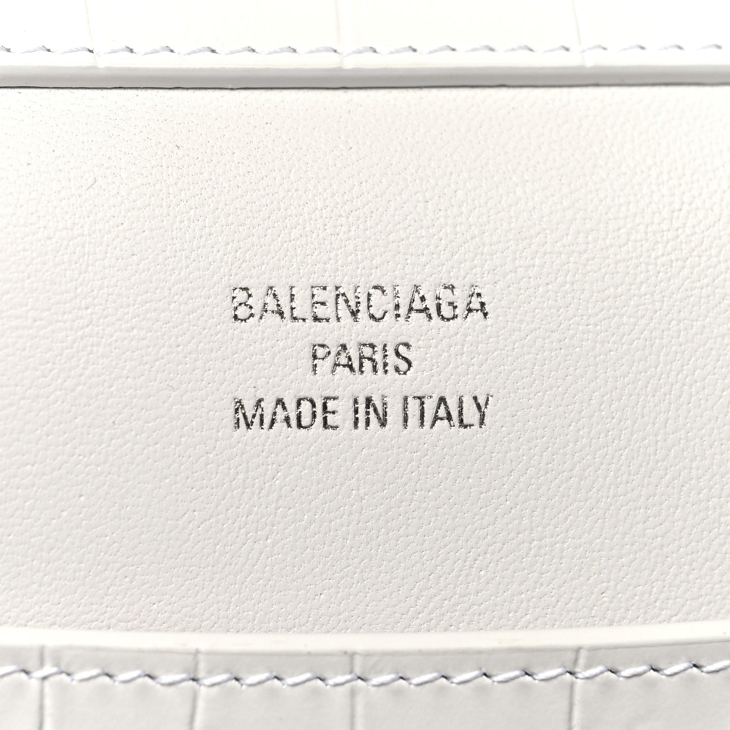 Shiny Calfskin Crocodile Embossed Large Rodeo Top Handle Handbag White