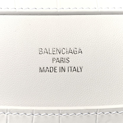 Balenciaga Shiny Calfskin Crocodile Embossed Large Rodeo Top Handle Handbag White 7 of 10
