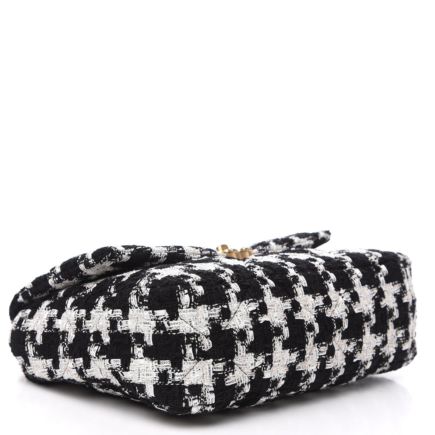 Tweed Quilted Large 19 Flap Black Ecru White