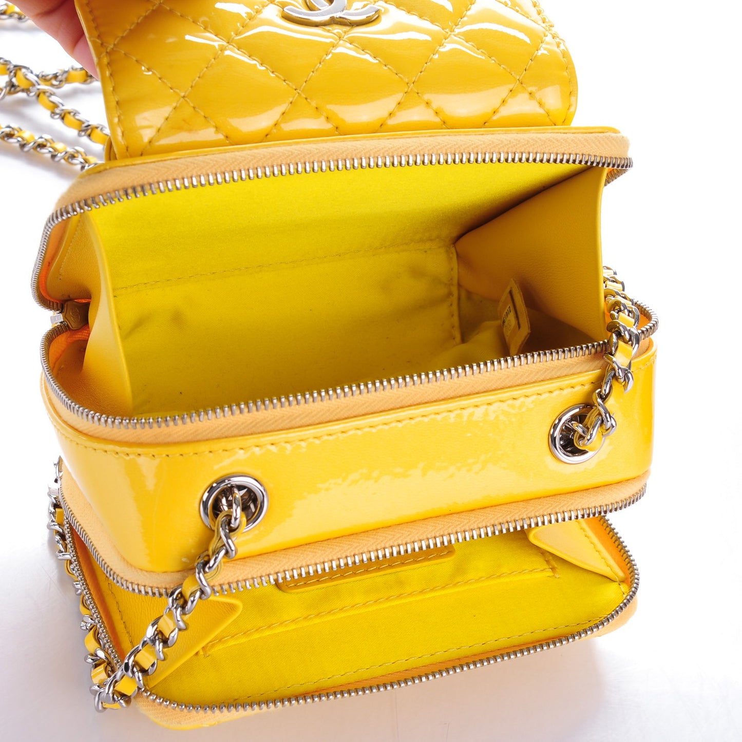 Patent Quilted Mini Pocket Box Yellow