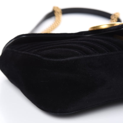 Gucci Velvet Matelasse Small GG Marmont Shoulder Bag Black 10 of 13