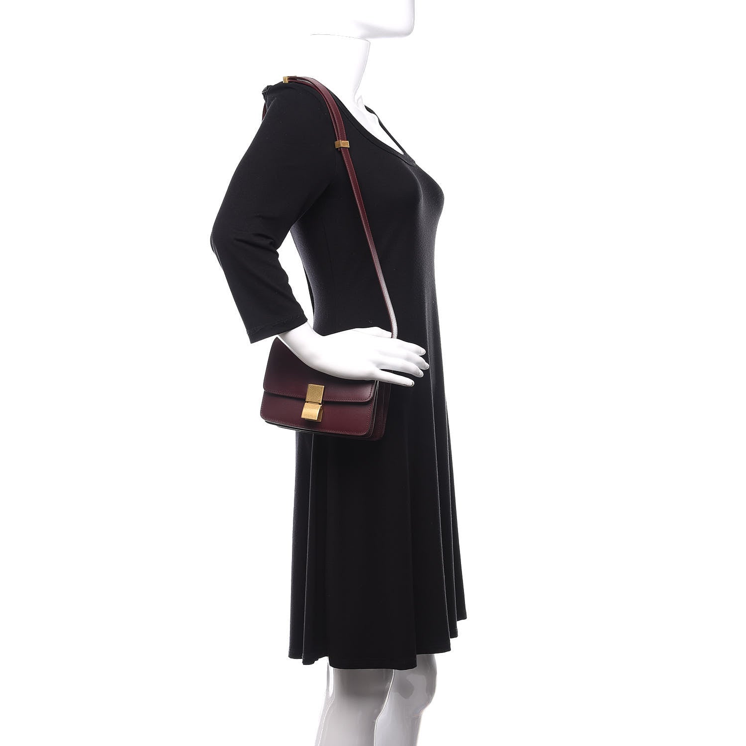 Celine Box Calfskin Small Classic Box Flap Bag Burgundy 2 of 11
