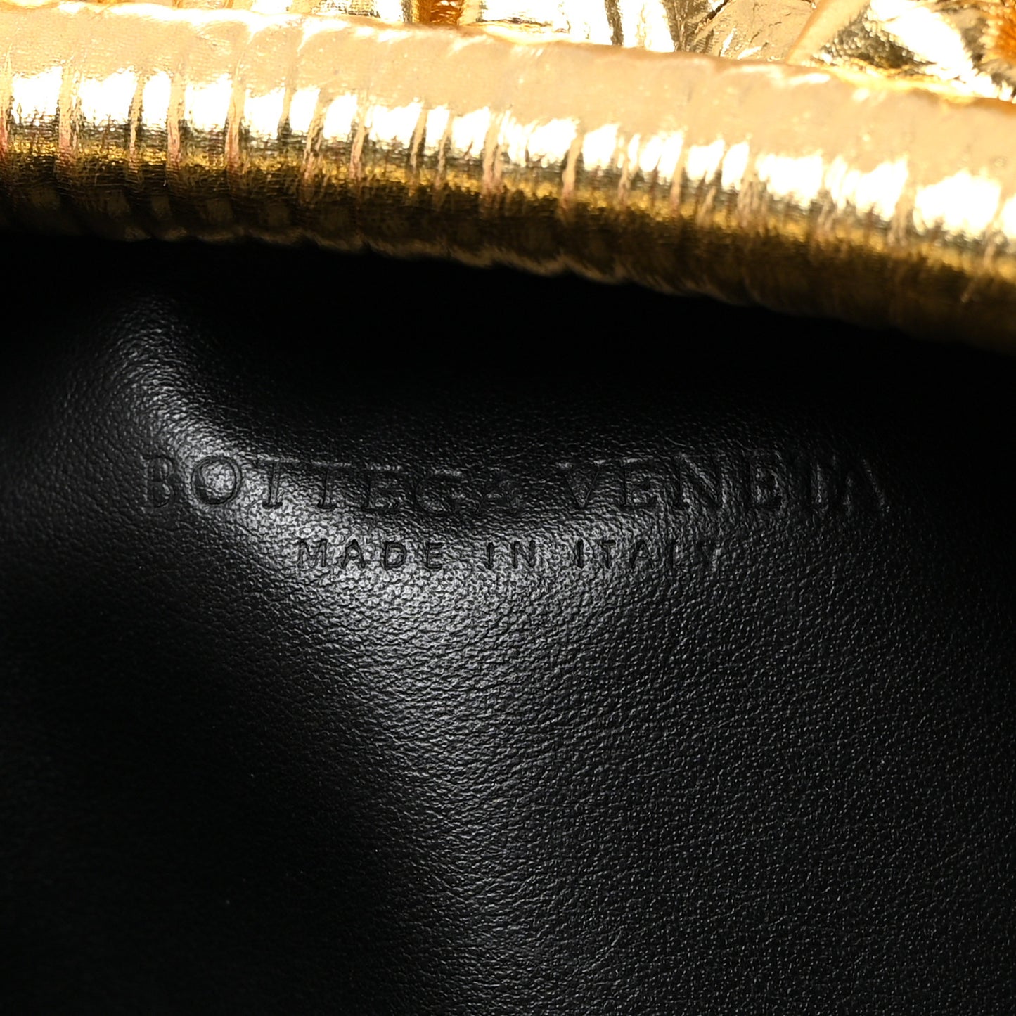 Metallic Bark Calfskin Embossed The Pouch Oversized Clutch Oro