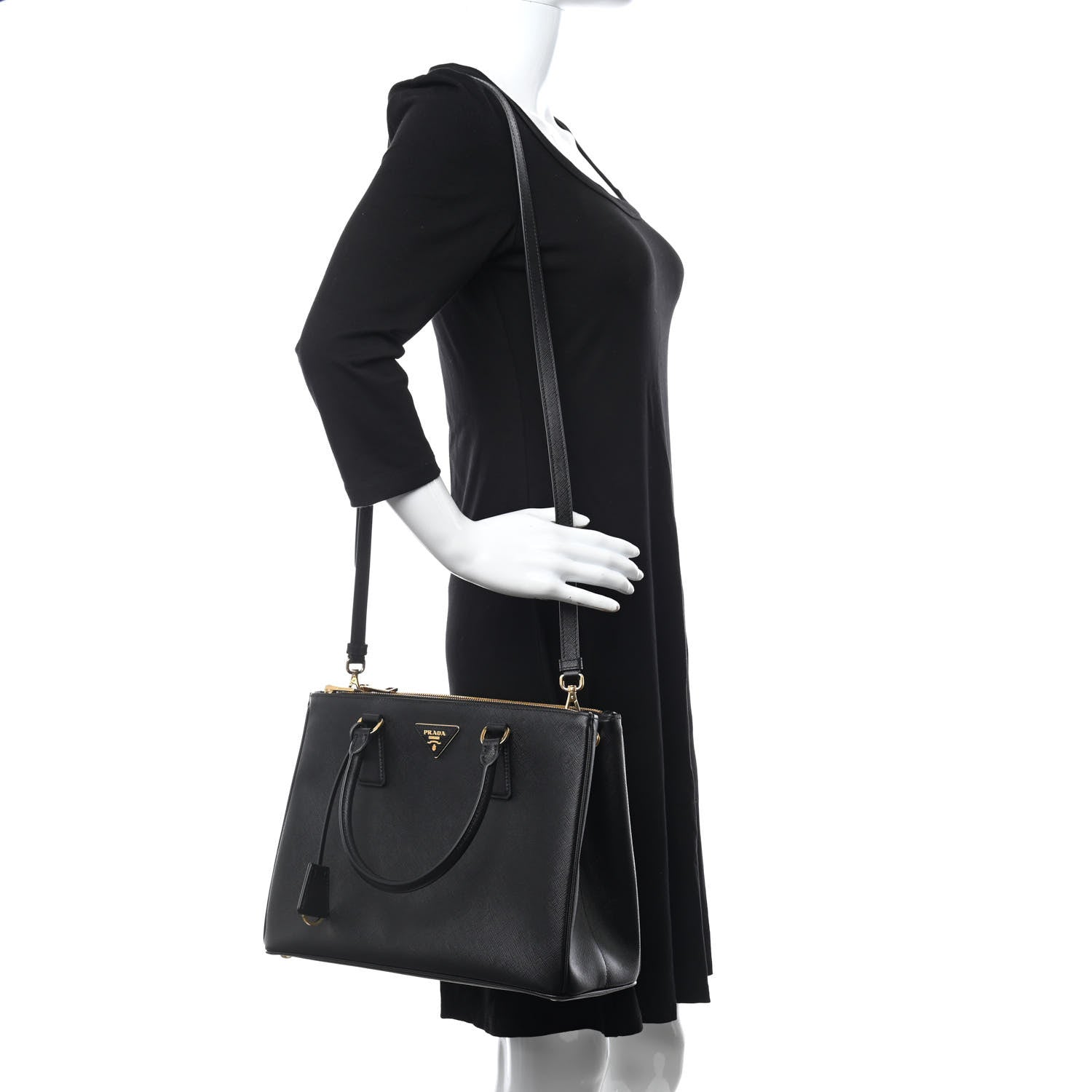 Prada Saffiano Medium Galleria Double Zip Tote Black 2 of 8