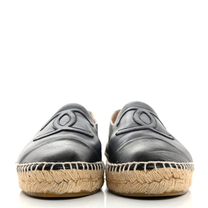 Chanel Lambskin CC Espadrilles 38 Navy Black 2 of 8