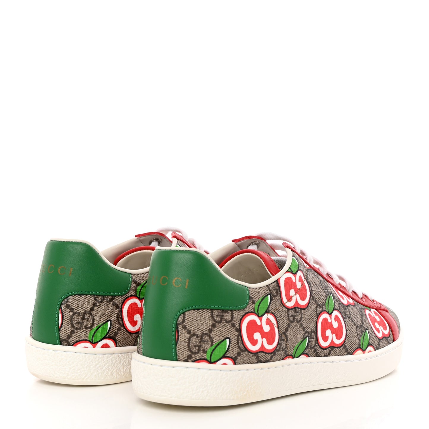 GG Supreme Monogram Apple Womens Ace Sneakers 38 Red