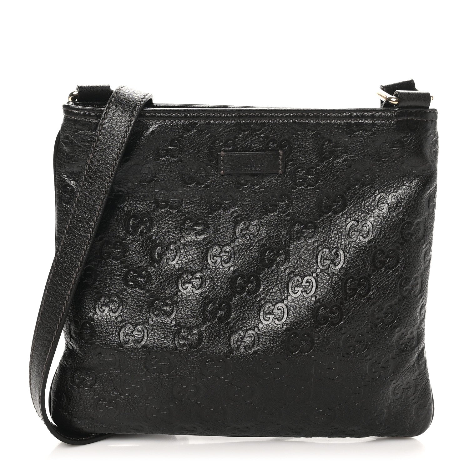 Gucci Guccissima Small Flat Messenger Bag Dark Brown 1 of 10