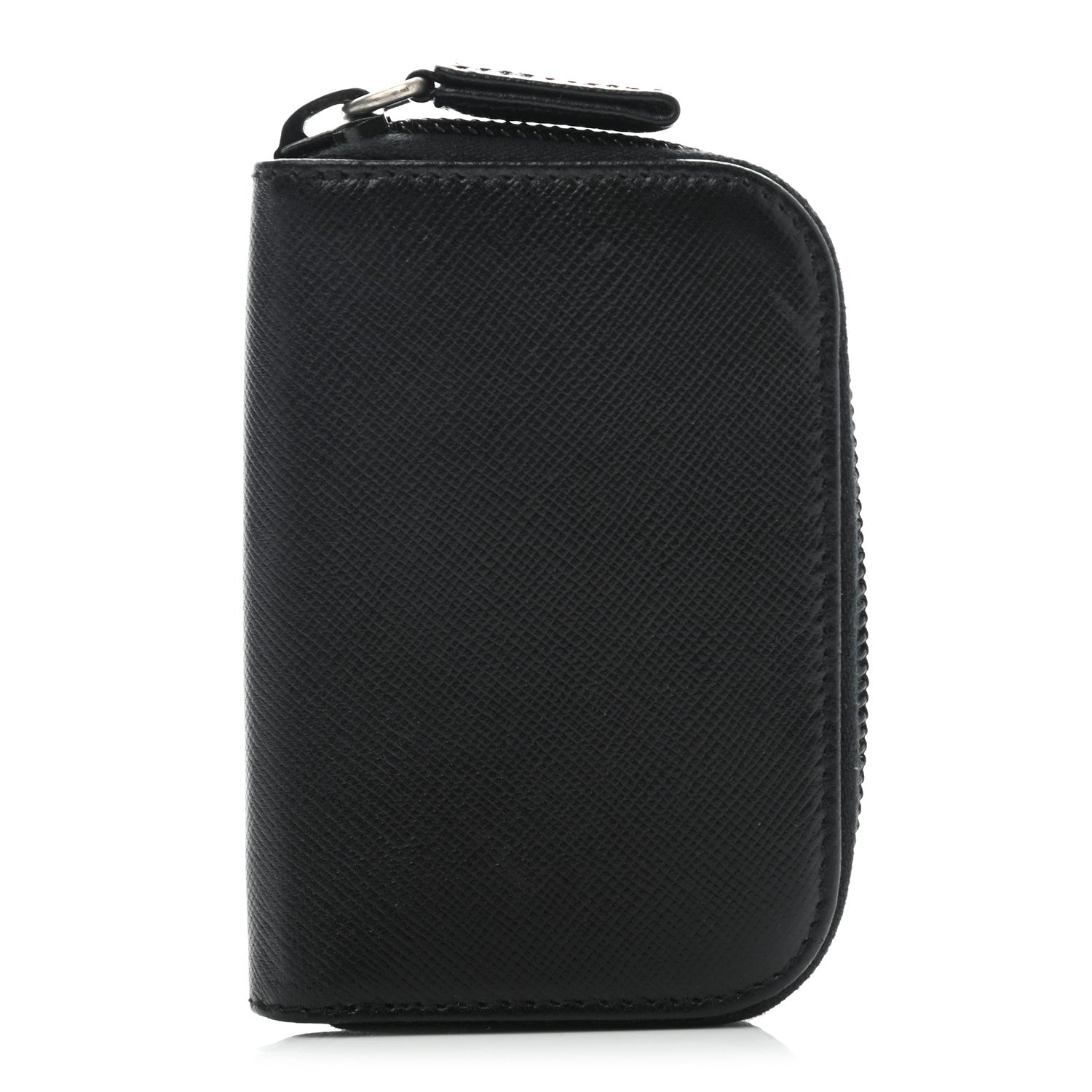 Prada Saffiano Zip Around Key Holder Black 1 of 12