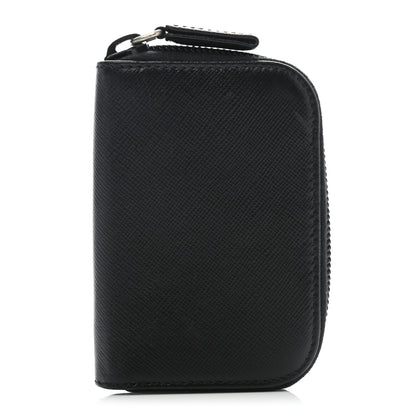 Prada Saffiano Zip Around Key Holder Black 1 of 12
