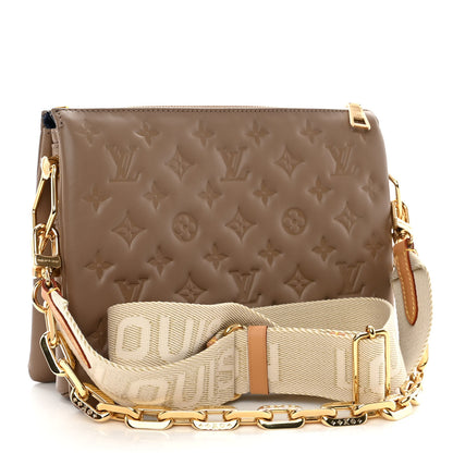 Louis Vuitton Lambskin Embossed Monogram Coussin PM Taupe 3 of 9
