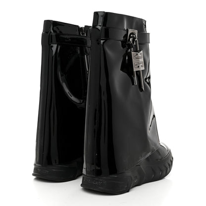 Givenchy Patent Shark Lock Biker Ankle Boots 37 Black 5 of 8