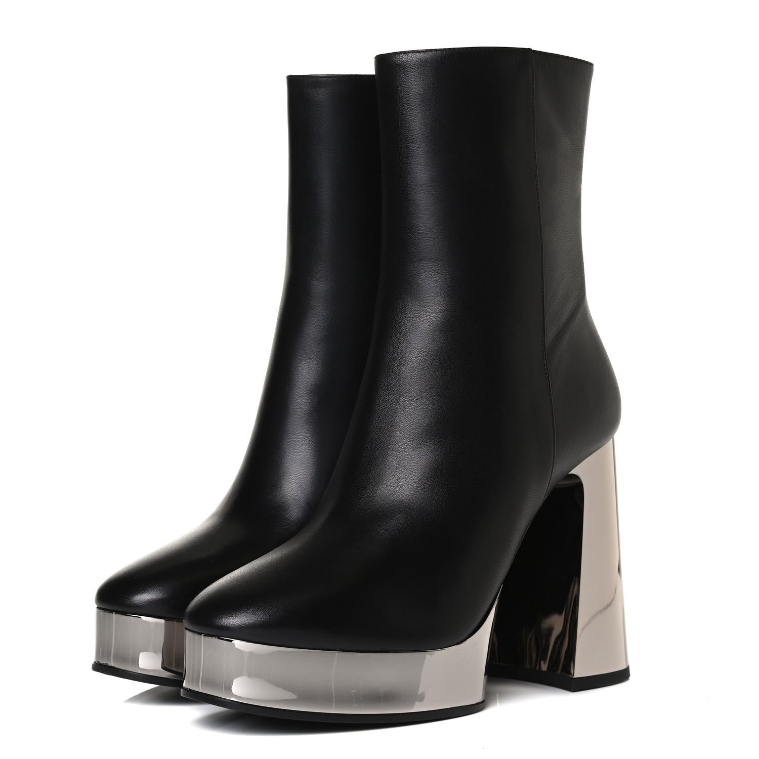 Gucci Malaga Kid Chrome Ankle Boots 36.5 Black 3 of 13