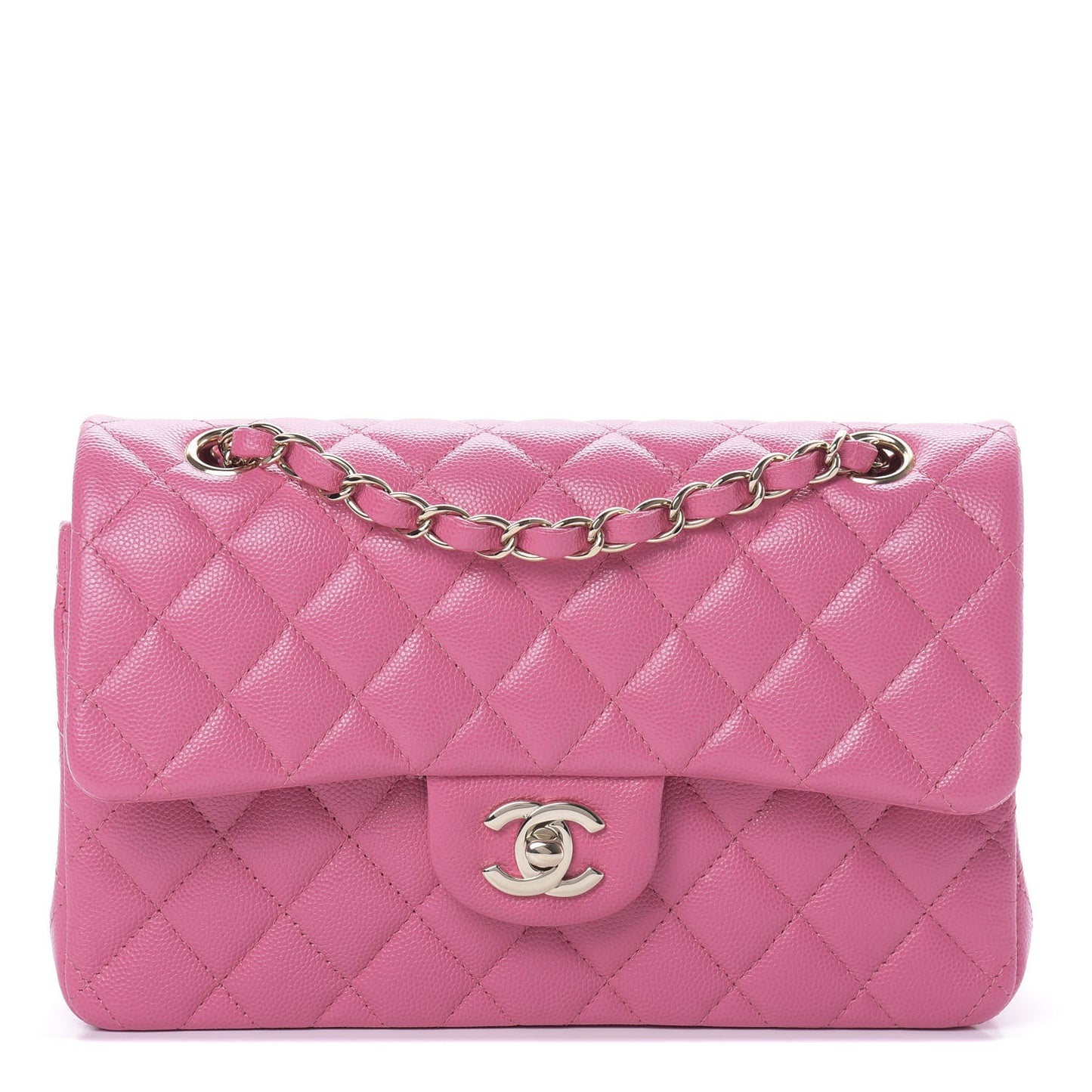 Caviar Quilted Small Double Flap Pink