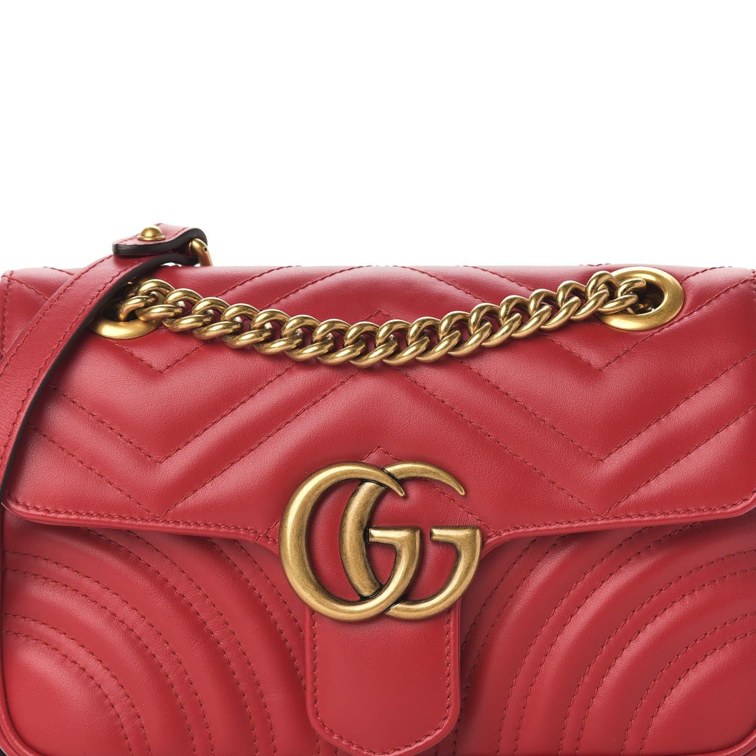 Gucci Calfskin Matelasse Mini GG Marmont Shoulder Bag Hibiscus Red 11 of 12
