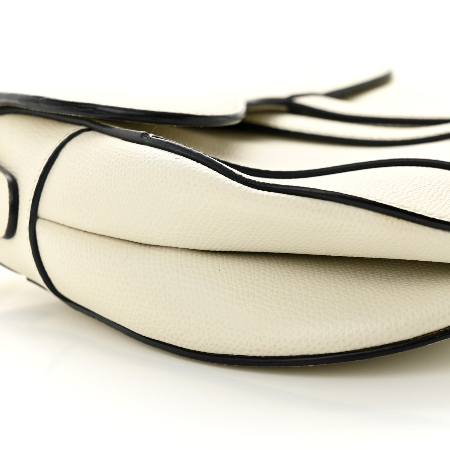 Grained Calfskin Saddle Bag White
