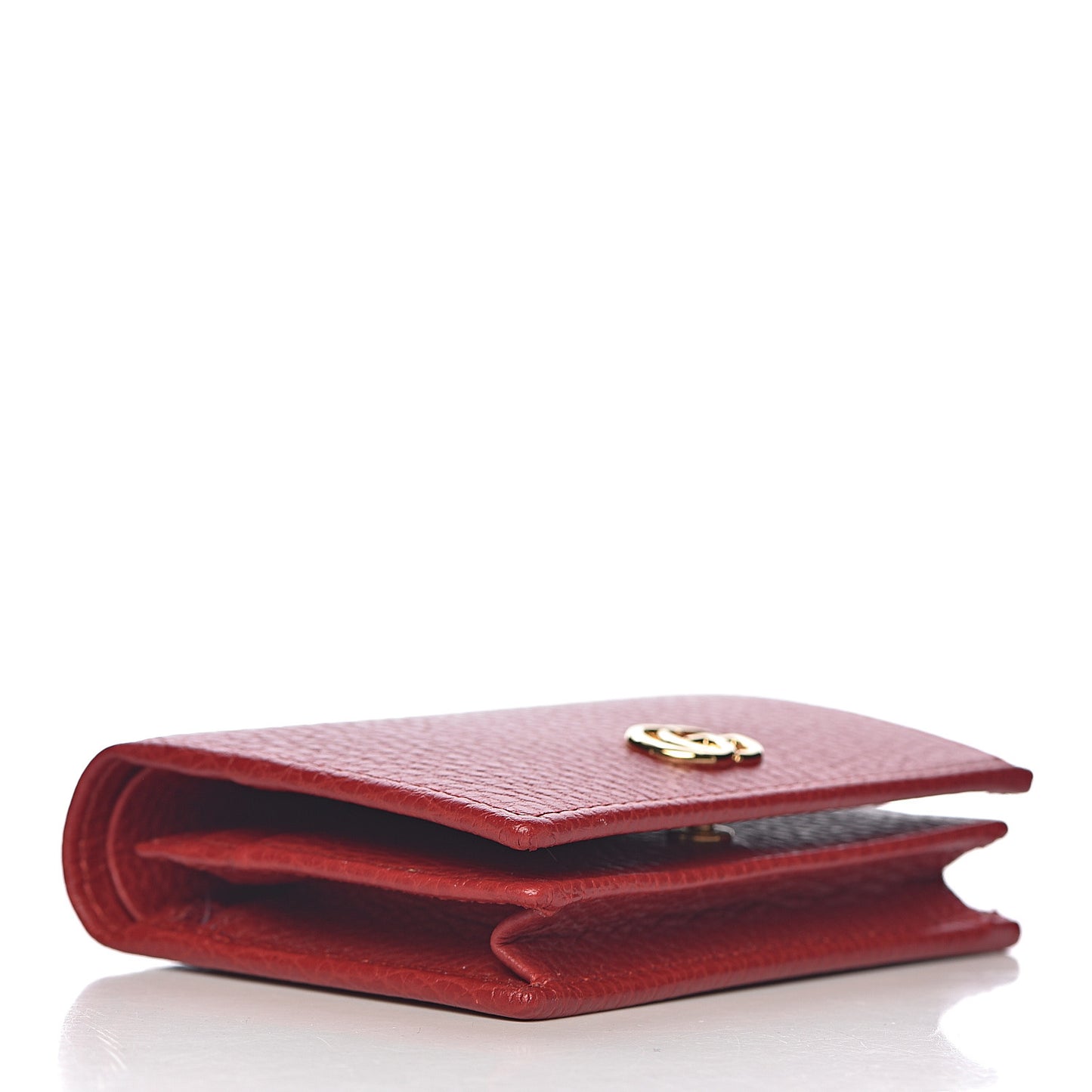 Pebbled Calfskin GG Marmont Card Case Hibiscus Red
