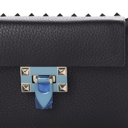 Valentino Garavani Pebbled Calfskin Small Rockstud Overlay Flap Shoulder Bag Black 9 of 9