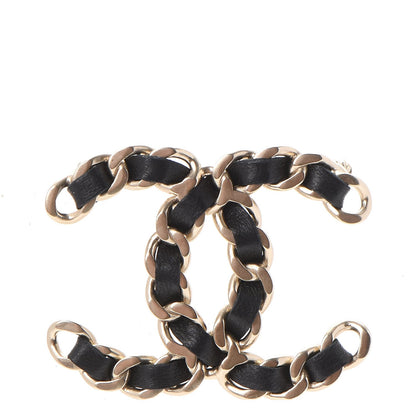 Chanel Lambskin Chain CC Brooch Black Gold 1 of 5