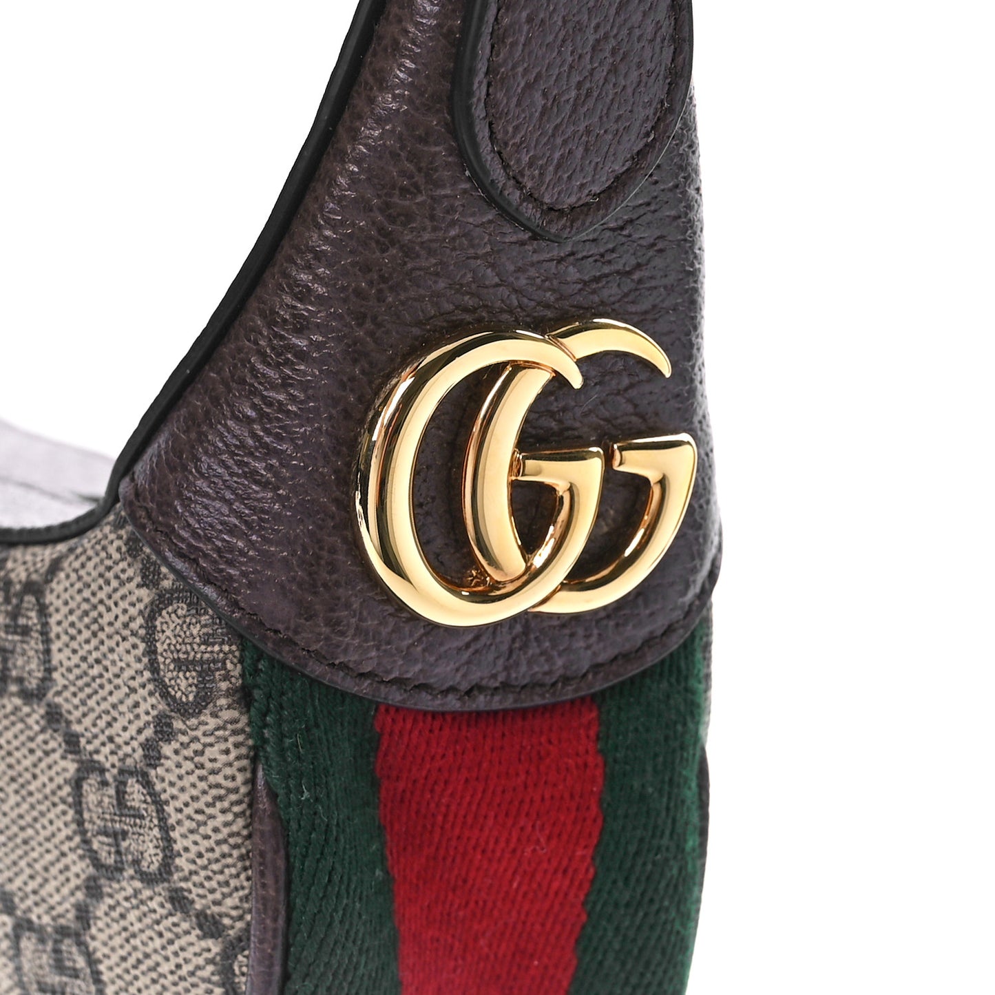 GG Supreme Monogram Textured Calfskin Web Mini Ophidia Half Moon Hobo Beige Ebony New Acero