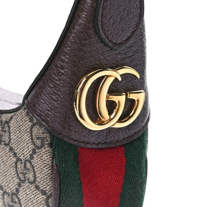 Gucci GG Supreme Monogram Textured Calfskin Web Mini Ophidia Half Moon Hobo Beige Ebony New Acero 9 of 9