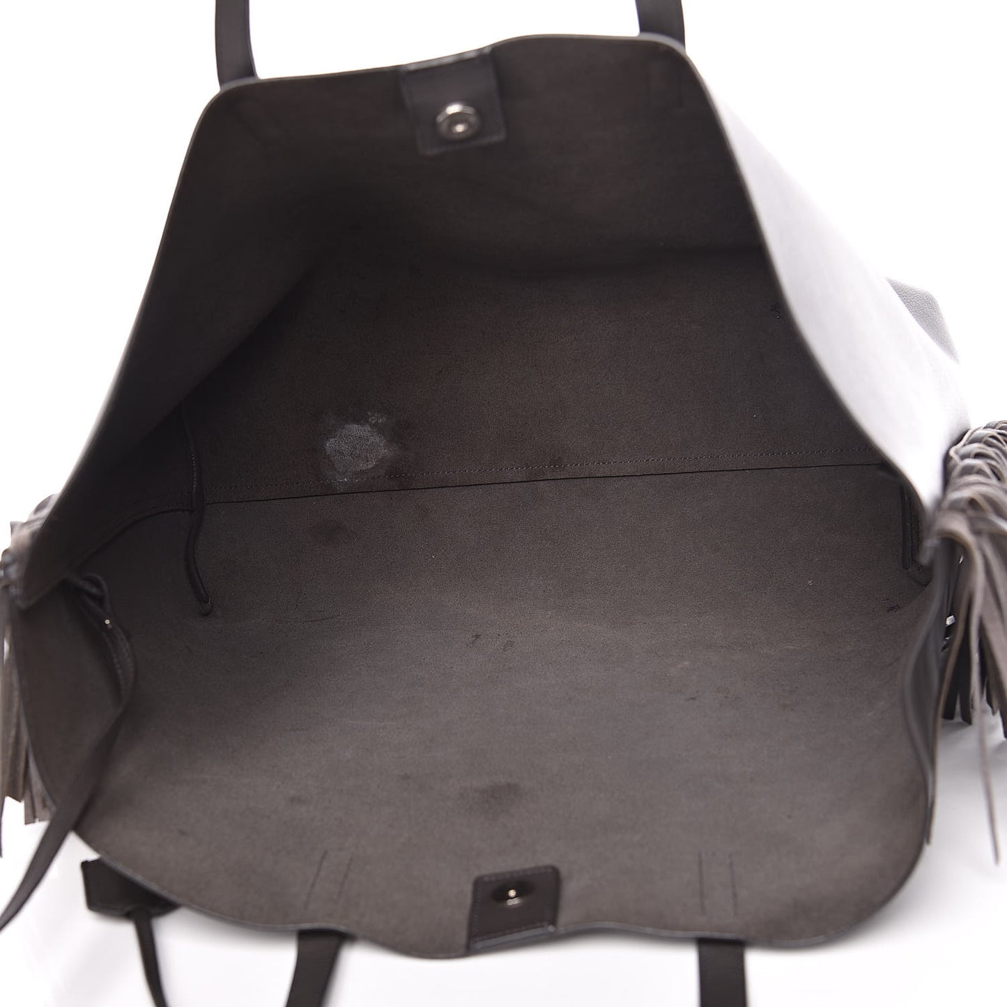 Calfskin Large Fringe Shopping Tote Dark Grey