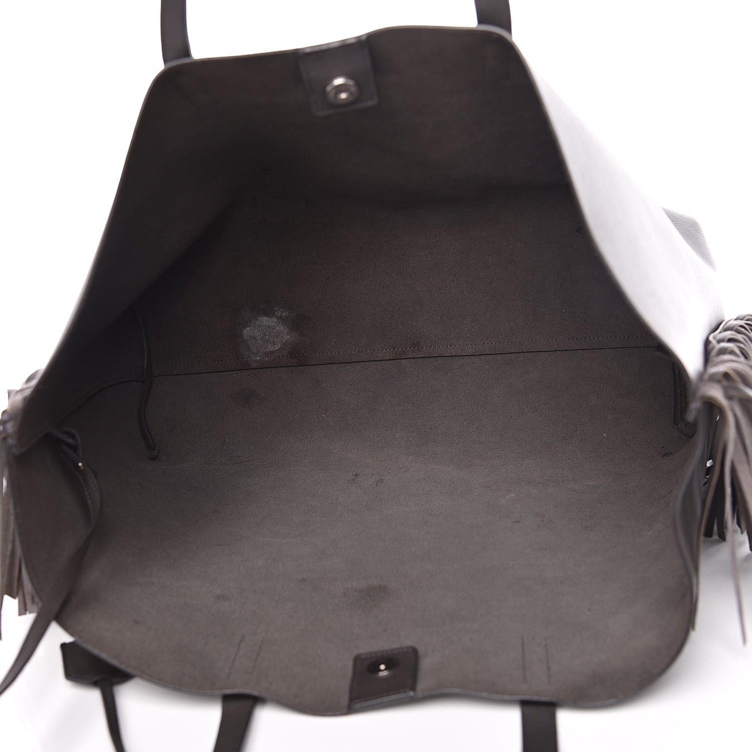 Saint Laurent Calfskin Large Fringe Shopping Tote Dark Grey 6 of 19