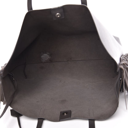 Saint Laurent Calfskin Large Fringe Shopping Tote Dark Grey 6 of 19