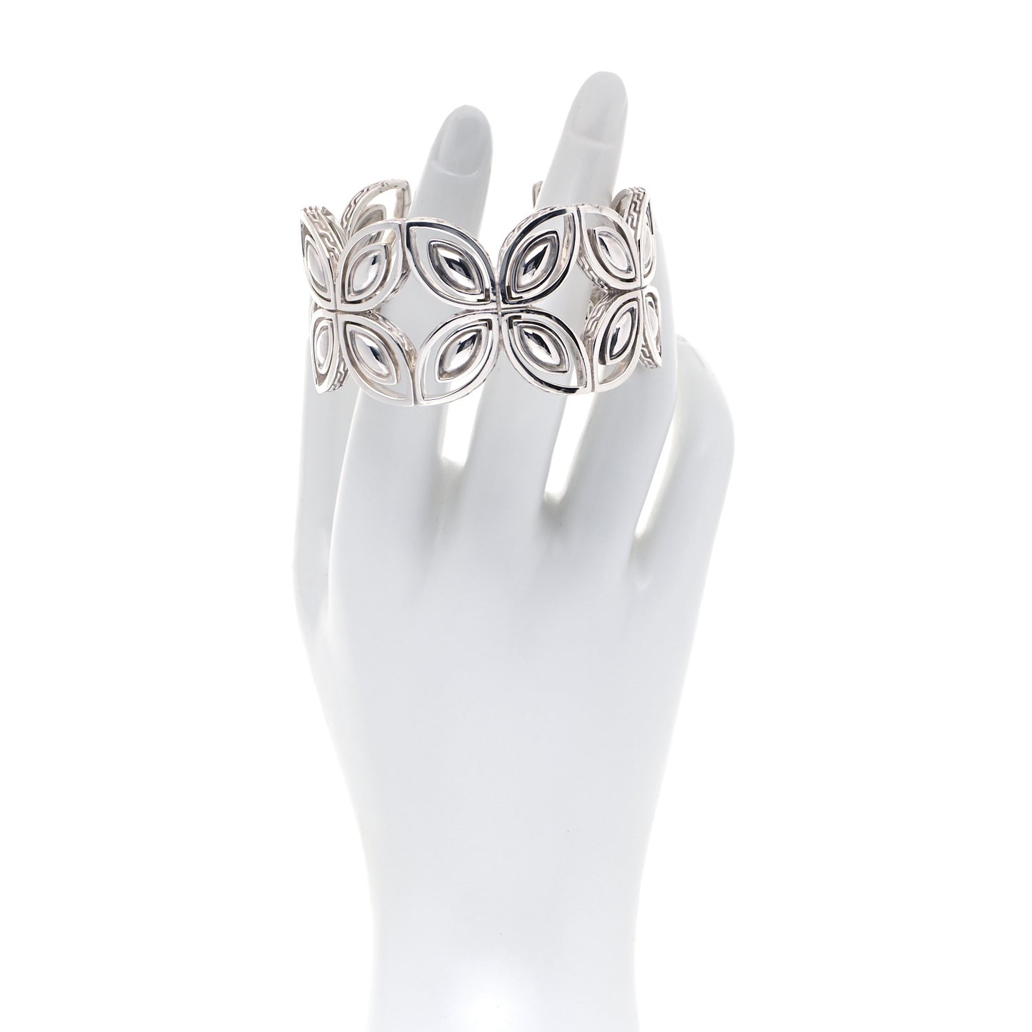 Sterling Silver Kawung Flower Cuff Bracelet
