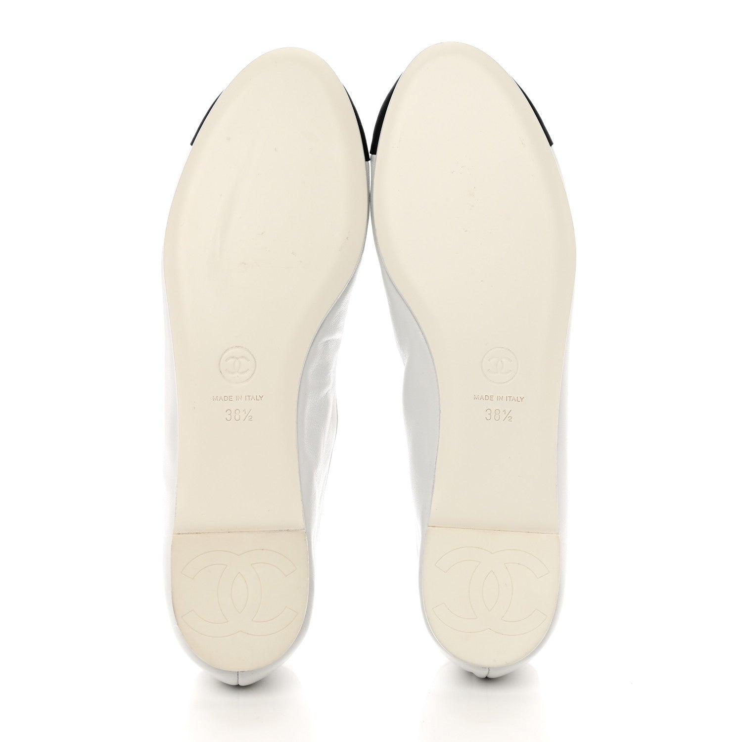 Chanel Lambskin Grosgrain Cap Toe CC Ballerina Flats With Leg Warmers 38.5 White 5 of 8