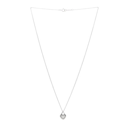 Tiffany 18K White Gold Diamond Heart Lock Pendant Necklace 3 of 6