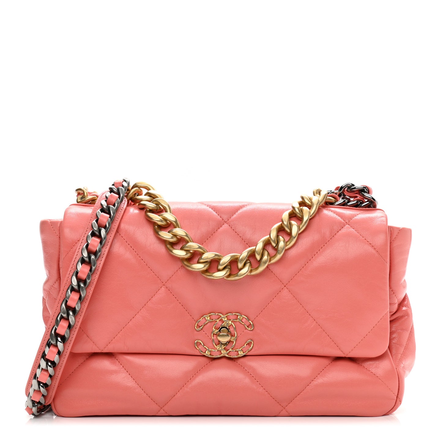 Goatskin Quilted Large Chanel 19 Flap Pink