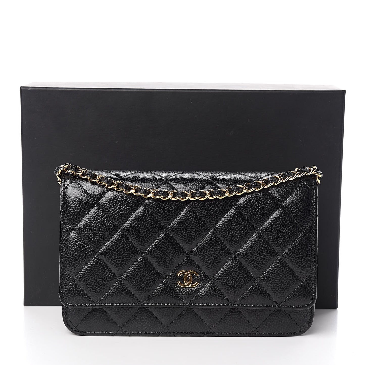 Caviar Quilted Wallet On Chain WOC Black