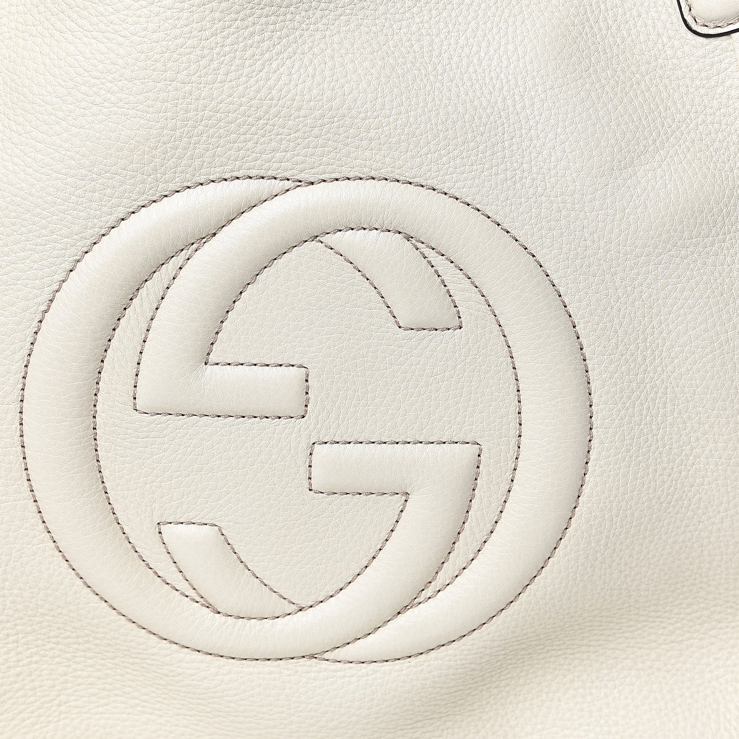 Pebbled Calfskin Medium Soho Shoulder Bag Off White