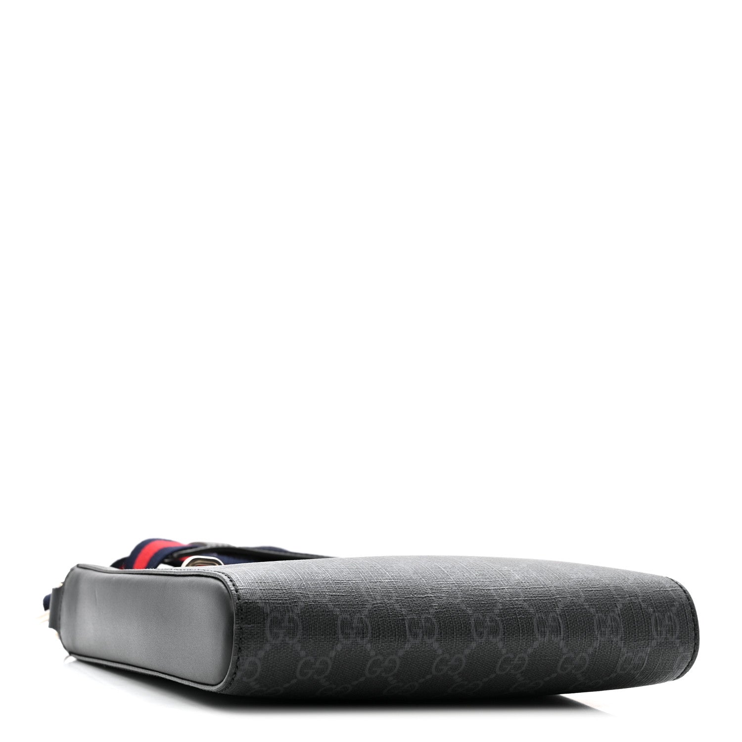 Gucci GG Supreme Monogram Web Small Flat Messenger Bag Black Grey 4 of 13