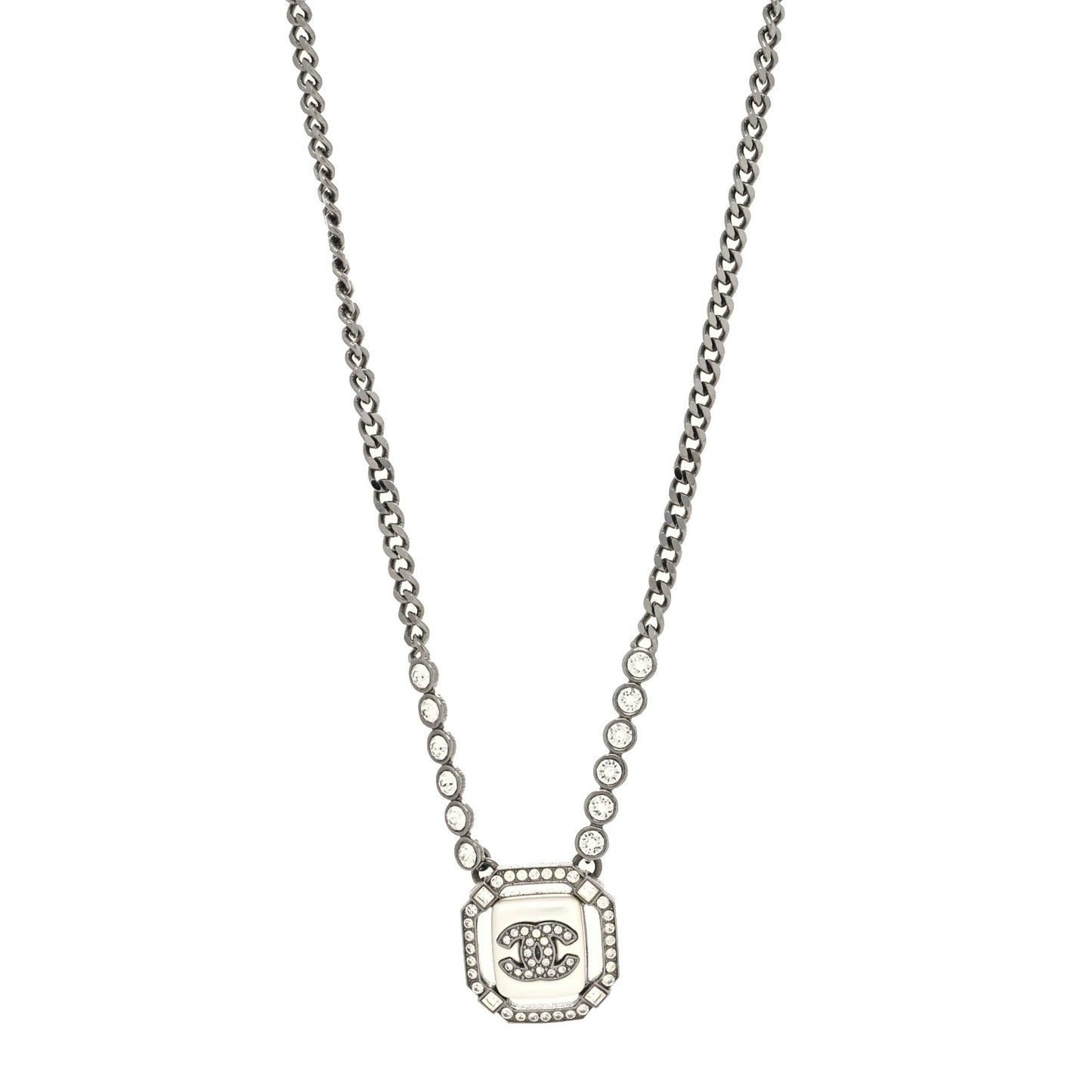 Ruthenium Crystal Pearl CC Necklace
