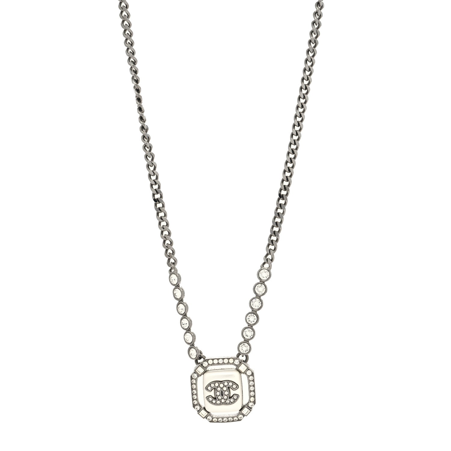 Chanel Ruthenium Crystal Pearl CC Necklace 1 of 5