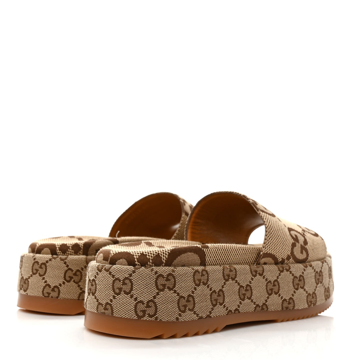 Monogram Maxi GG Angelina Platform 55mm Slide Sandals 40 Camel Ebony