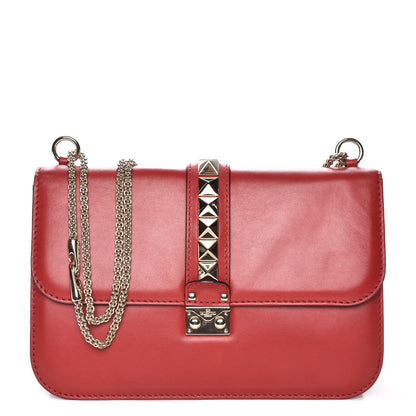 Valentino Garavani Vitello Large Glam Lock Rockstud Flap Red 1 of 7