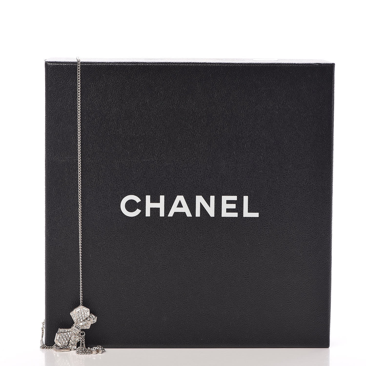 Chanel Crystal CC Bow Necklace Silver 5 of 5