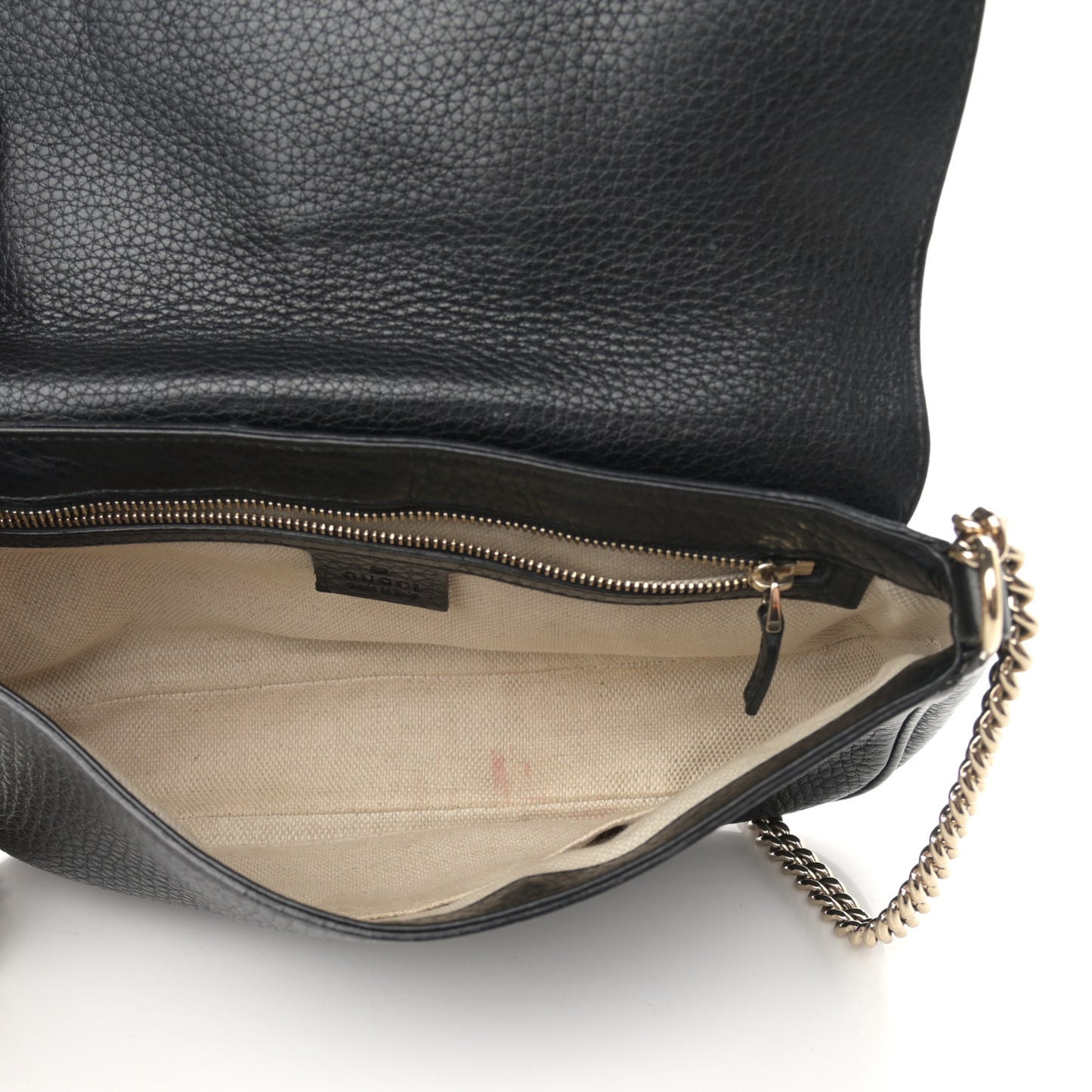 Pebbled Calfskin Medium Soho Flap Crossbody Black