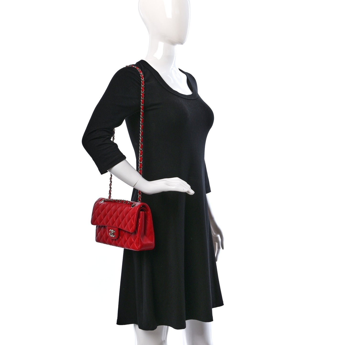 Lambskin Quilted Small Double Flap Red