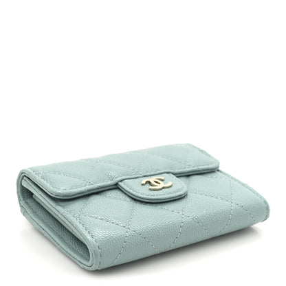 Chanel Caviar Quilted Flap Card Holder Wallet Light Green 4 of 9