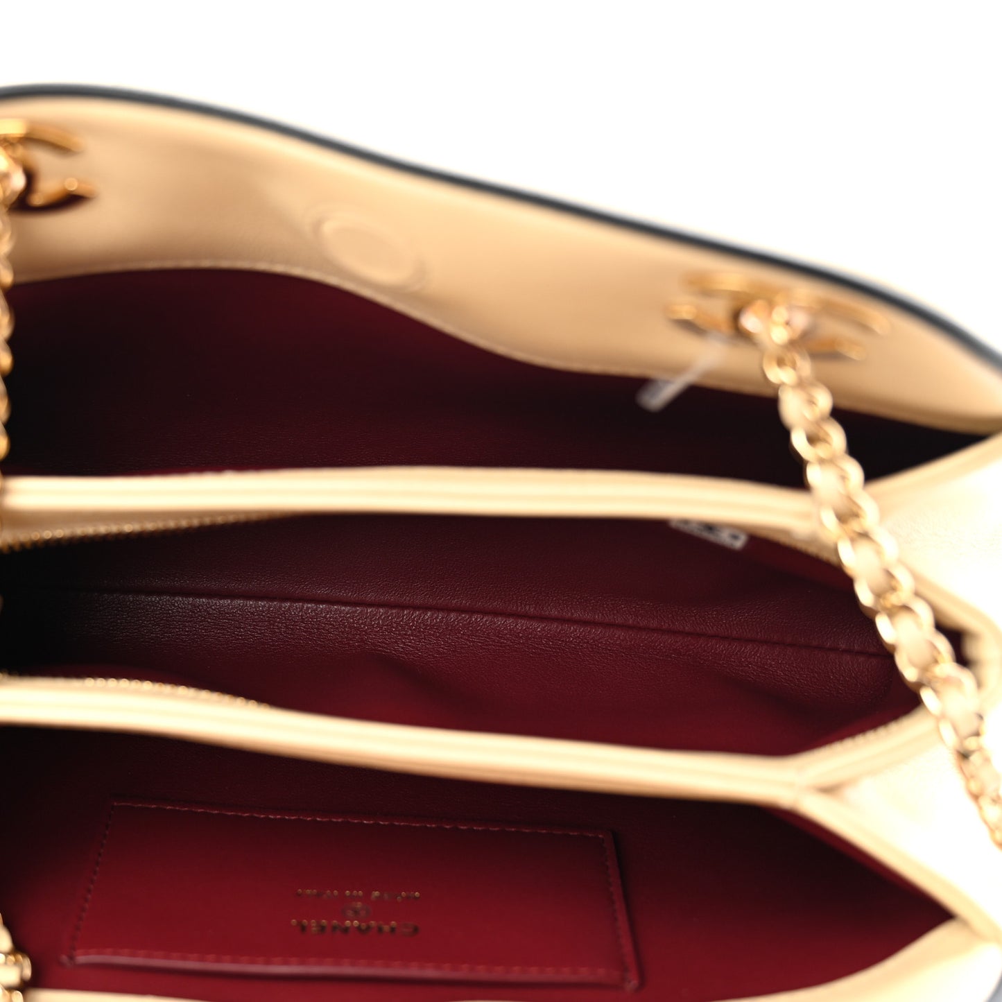 Lambskin Quilted Eyes On You Clutch With Chain Beige