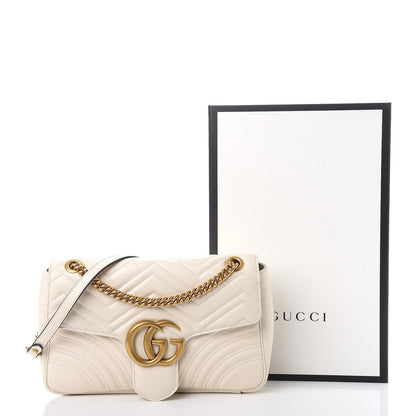 Gucci Calfskin Matelasse Medium GG Marmont Shoulder Bag White 9 of 9