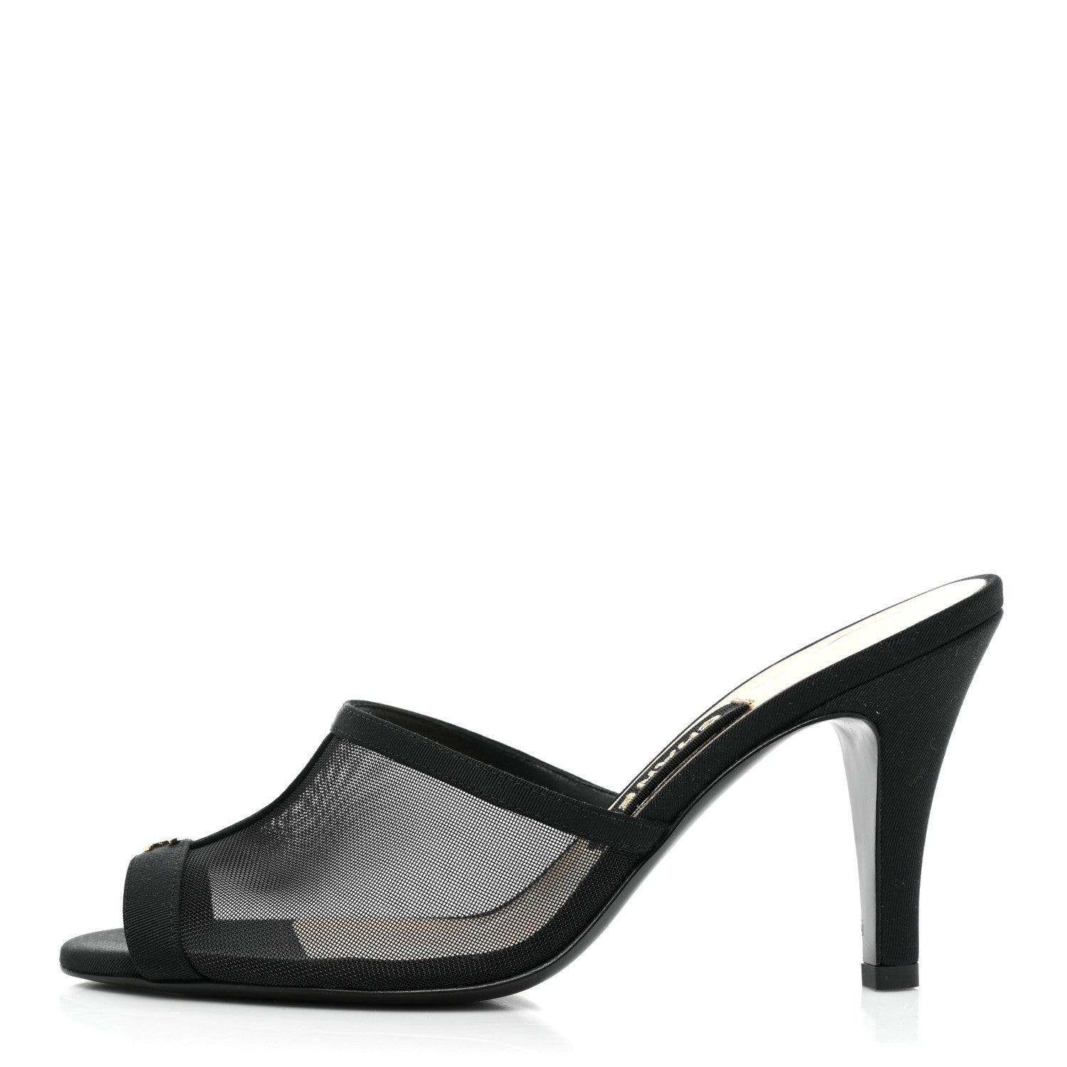 Chanel Mesh Grosgrain Cap Toe CC Mules 39 Black 36 Black 1 of 10