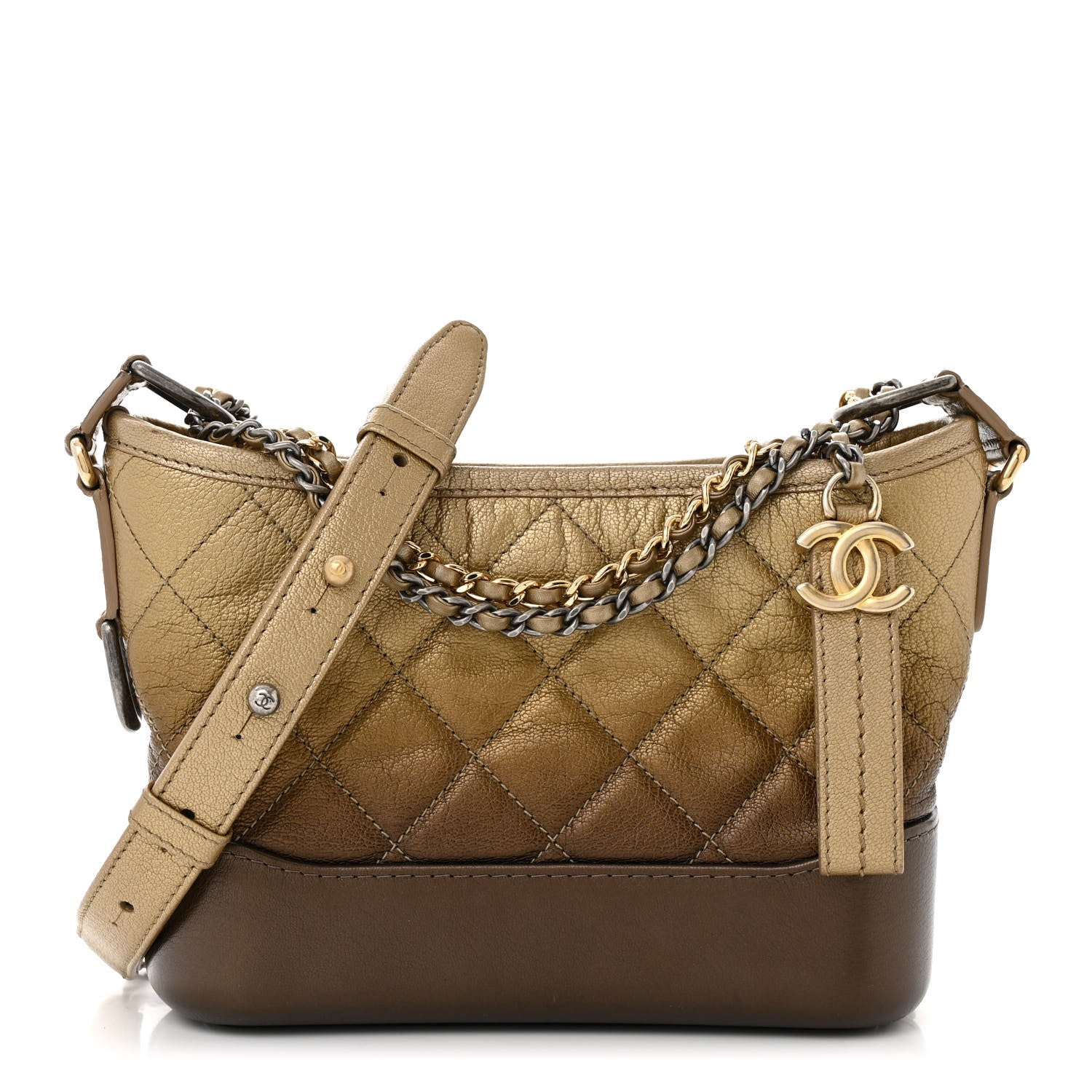 Chanel Metallic Goatskin Quilted Small Gabrielle Hobo Gold Bronze 1 of 10