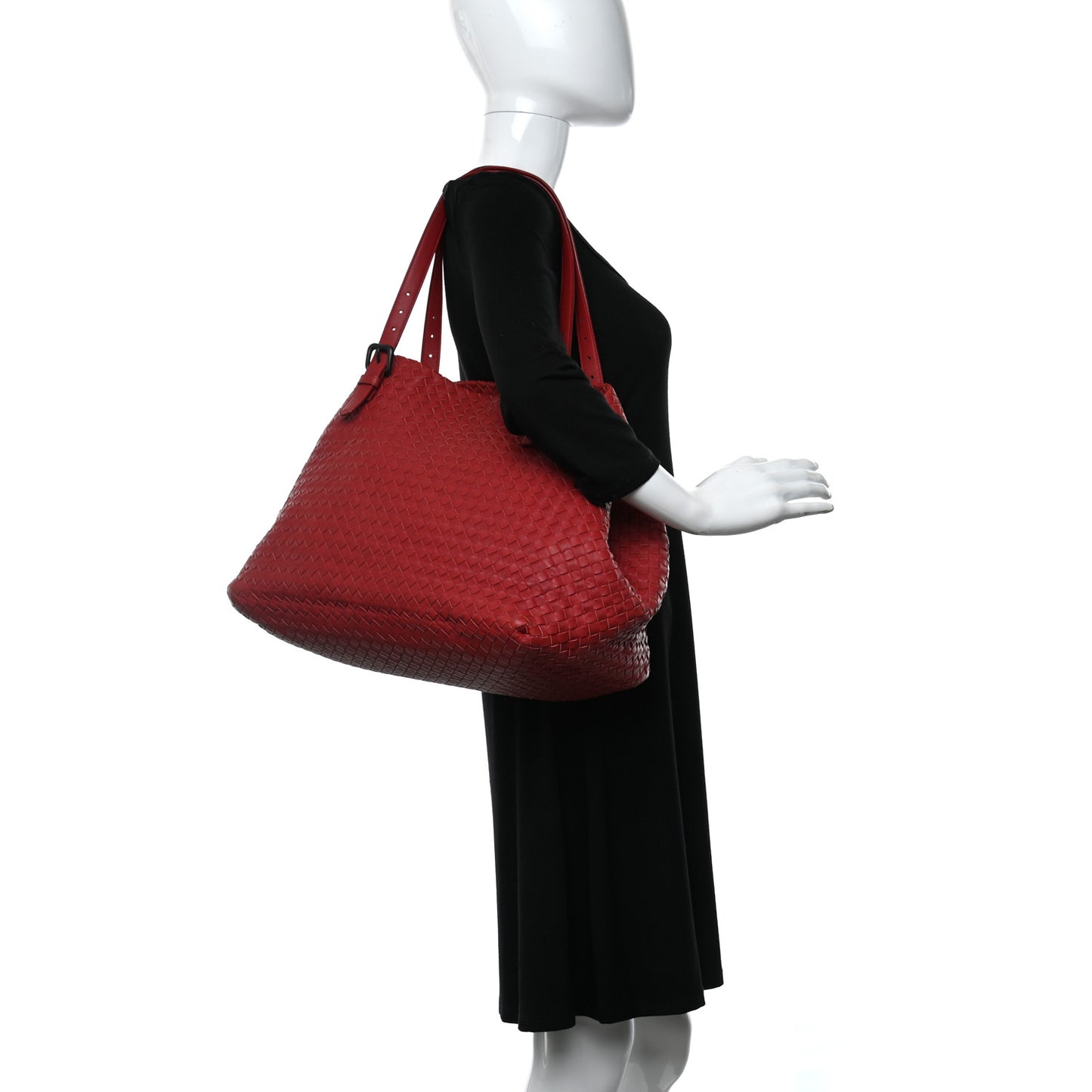 Nappa Intrecciato Large Seamless Tote China Red