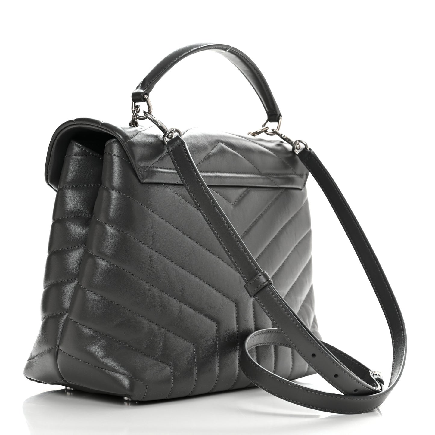 Calfskin Y Quilted Monogram Medium Loulou Satchel Storm